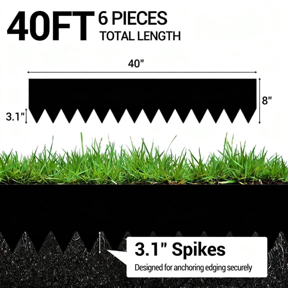 Garvee Galvanized Steel Landscape Edging 8/10 Pack 40x6 Inch, Flexible Hammer-In Lawn Edge with Stakes Weather-Resistant No-Dig Divider for Pathways Flower Beds – Brown