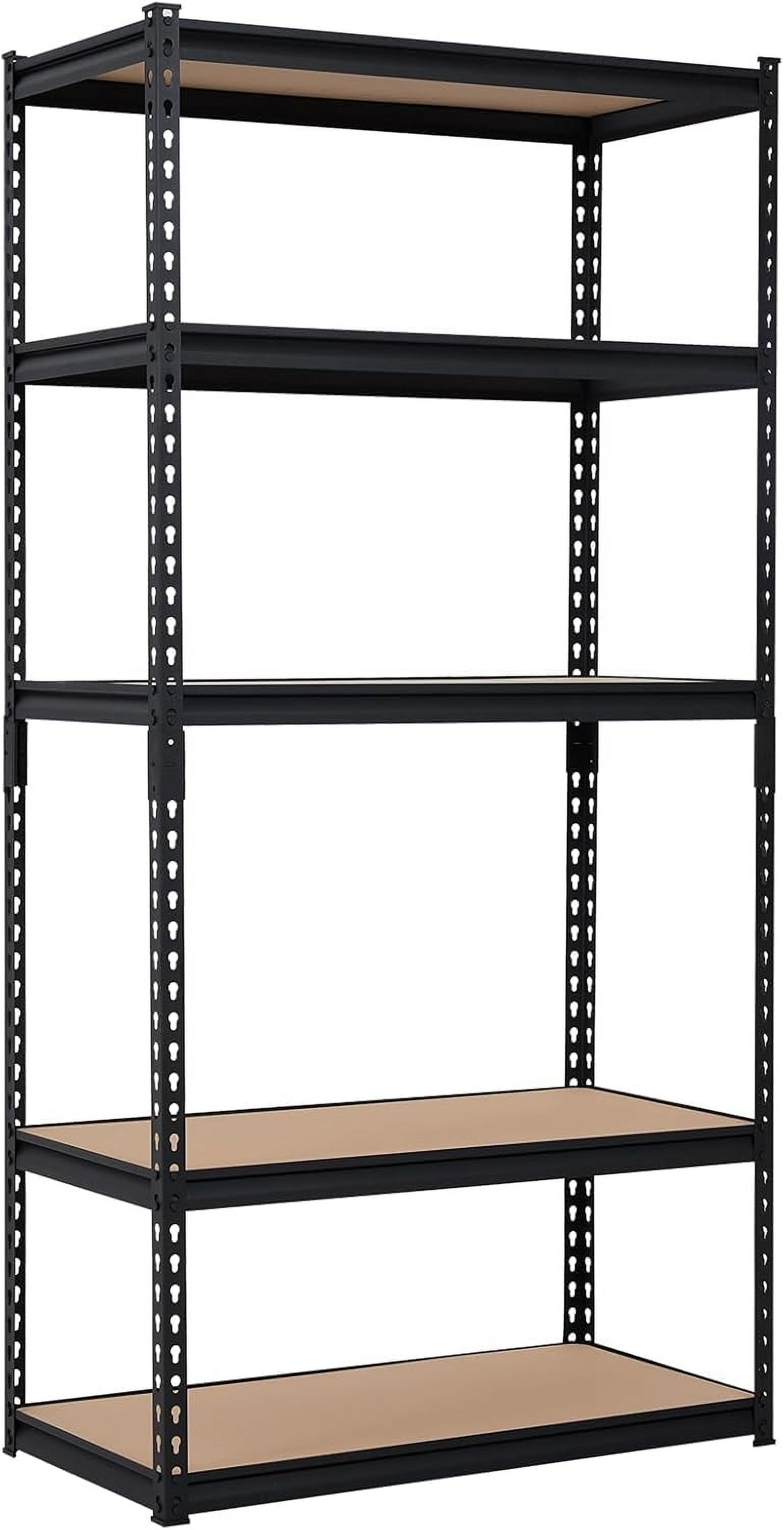 Garvee Garage Shelving, 5-Tier Adjustable Height Metal Utility Shelves for Garage, 72" Garage Storage Shelves Heavy Duty, Industrial Shelving Utility Shelf, Black-Load 3860 Lbs