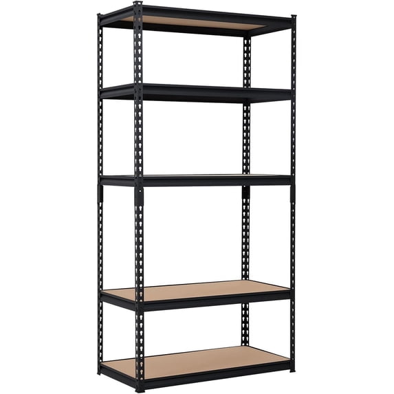 GARVEE 5-Tier Adjustable Metal Utility Shelves, Black, 18in D x 90in W x 71in H, 3860 lb load