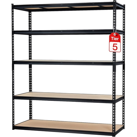 Garvee Garage Storage Shelves 5 Tiers, Heavy Duty Storage Shelving Racks with 3000 Lbs Capacity, 60" L x 24" W x 72" H Metal Adjustable Shelving Unit for Kitchen Pantry Basement Bathroom Laundry