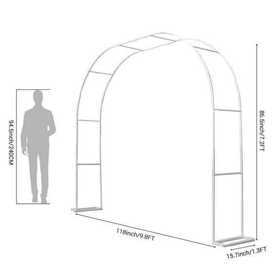 Garvee Garden Arch Trellis for Climbing Plants, 9.8'x7.2' Outdoor Arch Trellis, Metal Arbor Arches for Indoor Garden Ceremony Baby Shower Party Decoration