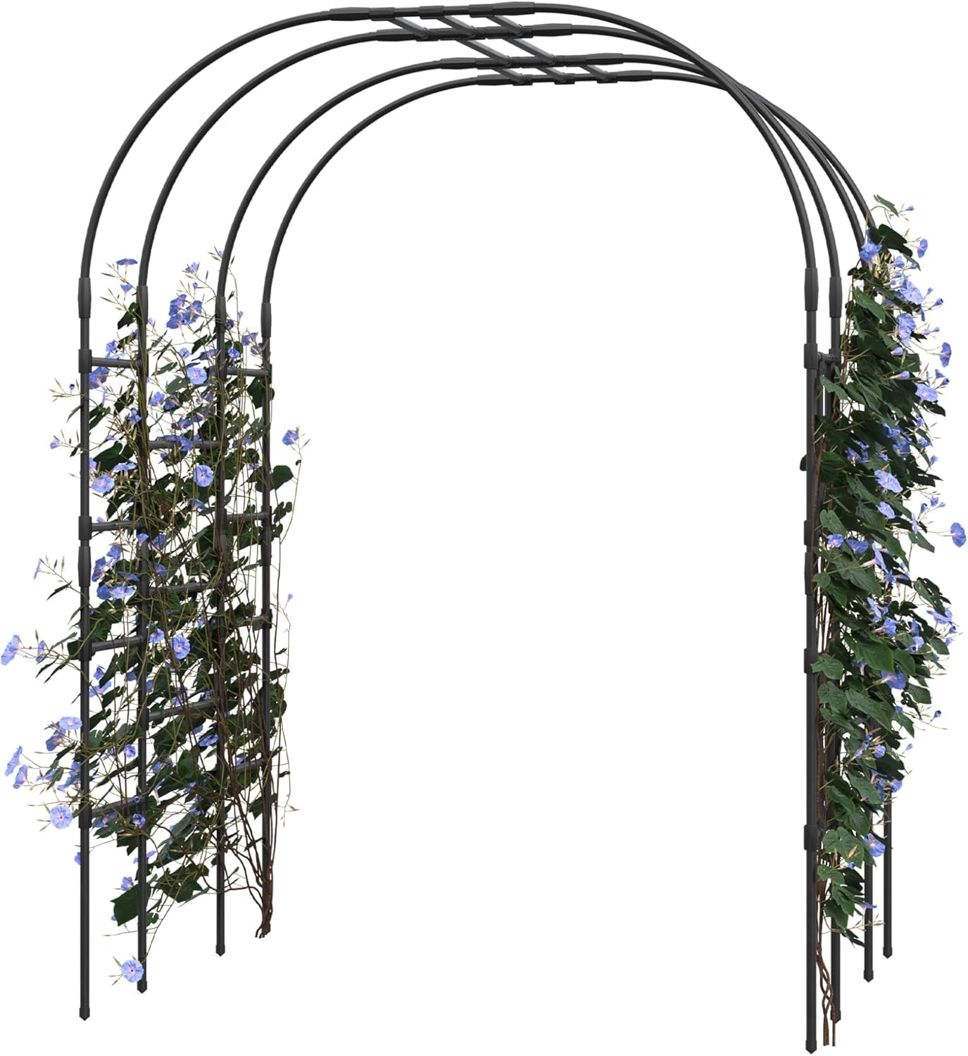 Garvee Garden Arch Trellis for Climbing Plants, Metal Arched Arbor, 3.77*4.92*7.28 Ft, Black