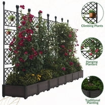 Garvee Garden Bed Box with Trellis, 115.74 x 16.2 x 62.99 inch, Black