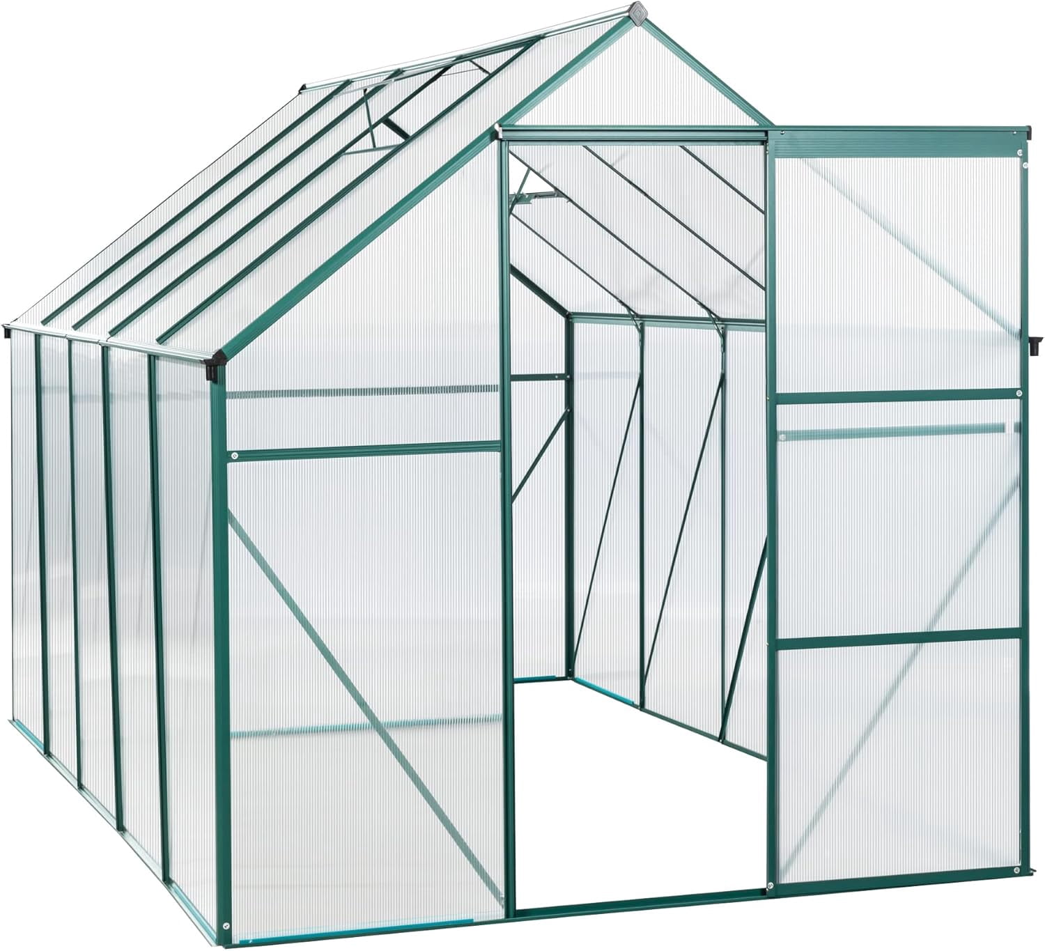 Garvee Greenhouses for Outdoors Walk in Greenhouse with Adjustable Roof Sliding Door Drainage System and Galvanized Base Rust-Proof Greenhouse for Backyard Black 6x10 Ft