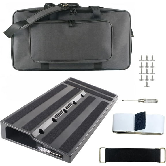 Garvee Guitar Effects Pedal Board, 22.04" x 11.02" Small Pedal Board with Carrying Bag, Pedal Cables and Hook Loop Strips for Guitar Player Bands Studio