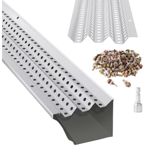 Garvee Gutter Guards 5 Inch, 100 Feet - Premium Mill Finish Aluminum Gutter Cover System, Heavy-Duty & Rustproof, Easy DIY Installation for Home Gutter Protection from Leaves & Debris