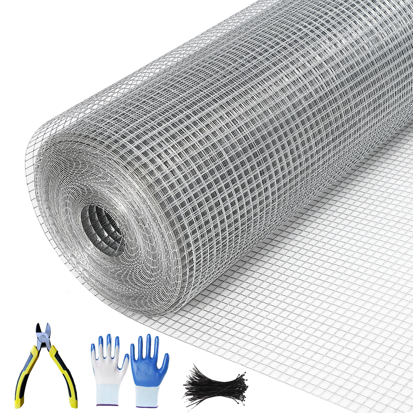 Garvee Hardware Cloth 48" x 100' – 1/2" Mesh 19 Gauge, Black Vinyl Coated Wire Mesh Roll (Inside Galvanized) with Cutting Plier & Gloves for Chicken Wire Fencing, Garden Fence, Gopher Guard
