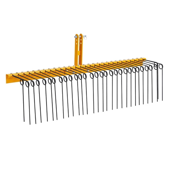 Garvee Heavy Duty 3-Point Hitch Landscape Rake 72 Inch Tractor Pine Straw & Leaf Rake with 30 Coil Spring Tines, Steel Frame Powder-Coated for Cat 0/1 Tractors Yellow Black