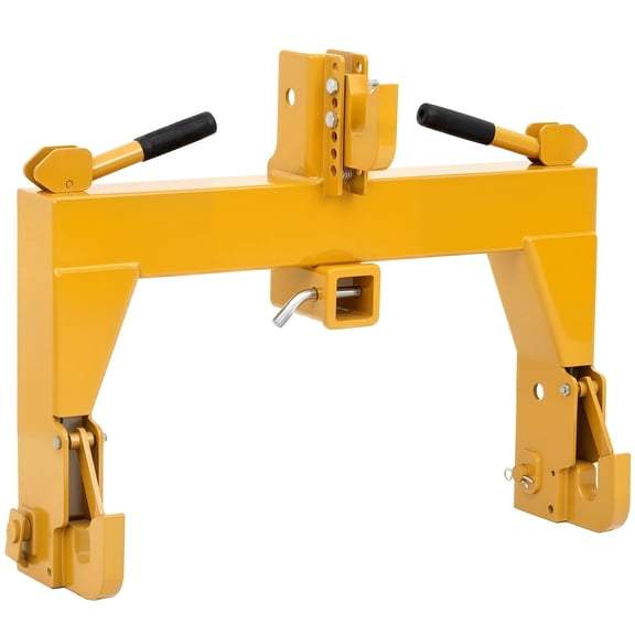 Garvee Heavy-Duty 3-Point Quick Hitch for Category 1 Tractors – 3000 lbs Lift Capacity – Fits Between Lower Arms – Dual Receivers Included – Yellow