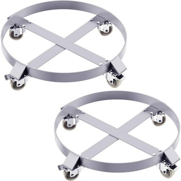 Garvee Heavy Duty 55 Gallon Drum Dolly, 1000lbs Load Capacity, 0.14" Thickness, Steel Frame with 4 Universal Wheels, Non-Tipping Barrel Caddy for Efficient Warehouse Drum Handling, 2 Packs
