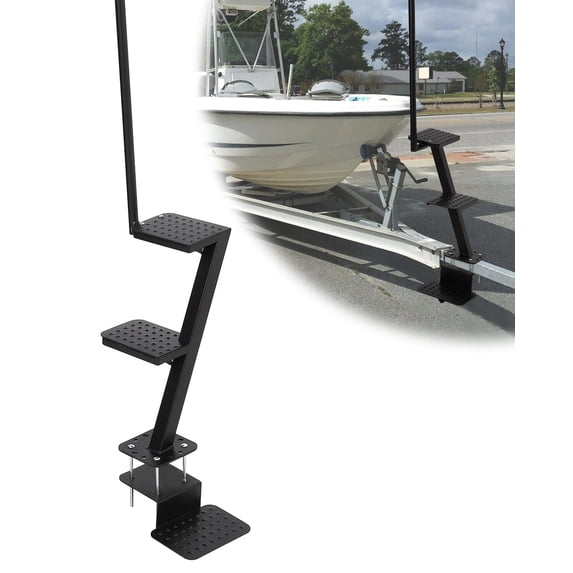 Garvee Heavy-Duty Boat Trailer Steps with Handle - 2-Step Non-Slip Surface, Universal Fit for Trailer Tongue Access, 400 lbs Load Capacity