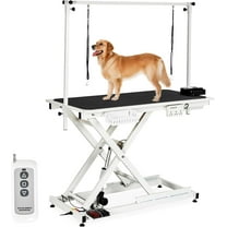 Garvee Heavy Duty Dog Grooming Table, 50'' Electric Grooming Table for Dogs&Cats, Pet Grooming Table, Height Adjustable with Anti Slip Tabletop, with Sockets for All Pets White