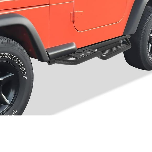 Garvee Heavy-Duty Nerf Bars for 1997-2006 Jeep Wrangler TJ 2-Door  Black Powder-Coated Alloy Steel Side Steps with Two-Step Design