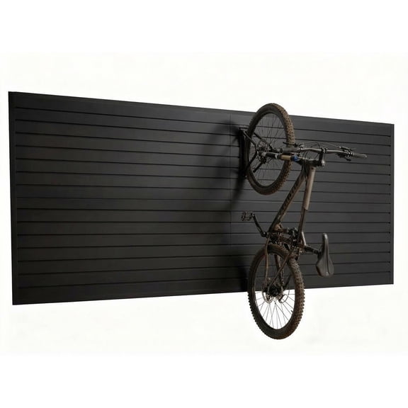 Garvee Heavy Duty PVC Slatwall Panel 4x8 ft Wall Mounted Connecting Storage System High Load Capacity for Garage, Tools, Retail Display Slat Wall Shelving Black