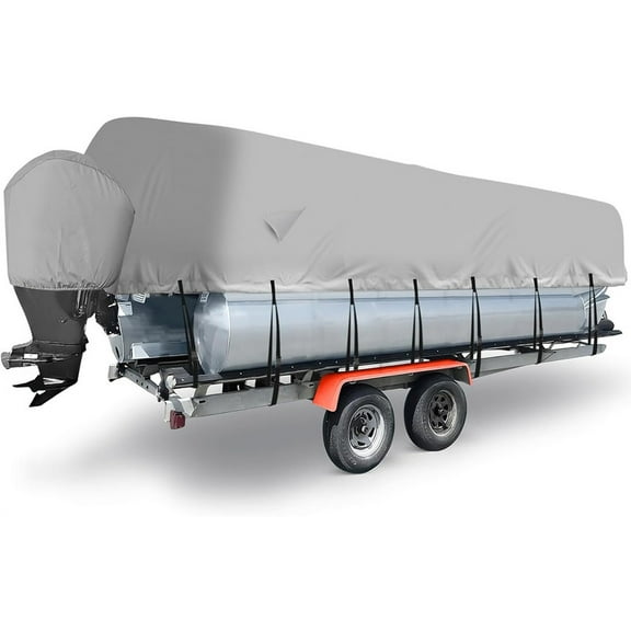 Garvee Heavy Duty Pontoon Boat Cover, 300D Waterproof Trailerable Boat Cover, 17''-20'' Marine Grade Waterproof Covers