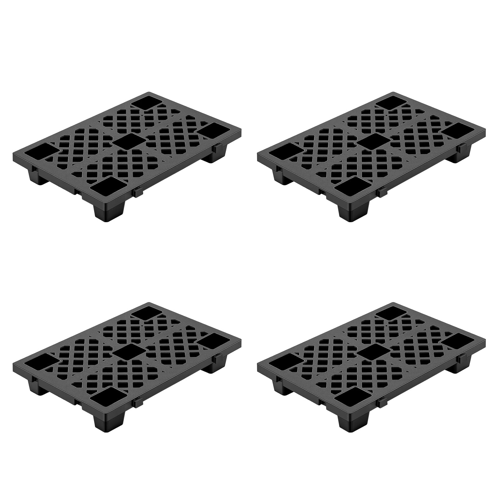 Garvee Heavy Duty Stackable Plastic Pallets – Ventilated Interlinked Grid, 2200lbs Capacity, Waterproof & Damp-Proof, Easy to Clean, Forklift Compatible, for Warehouse, Garage, Basement, 4 Pack