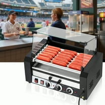 Garvee Hot Dog Roller with Bun Warmer, Hot Dog Machine W/Removable Drip Tray and Glass Cover for Home, Parties