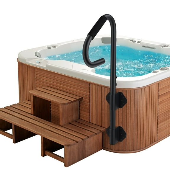 Garvee Hot Tub Handrail, 360 Degree Rotatable Spa Side Handrail with 18-48 in Adjustable Height, Slide-Under Base and Non-Slip Grip, 600 lbs Capacity