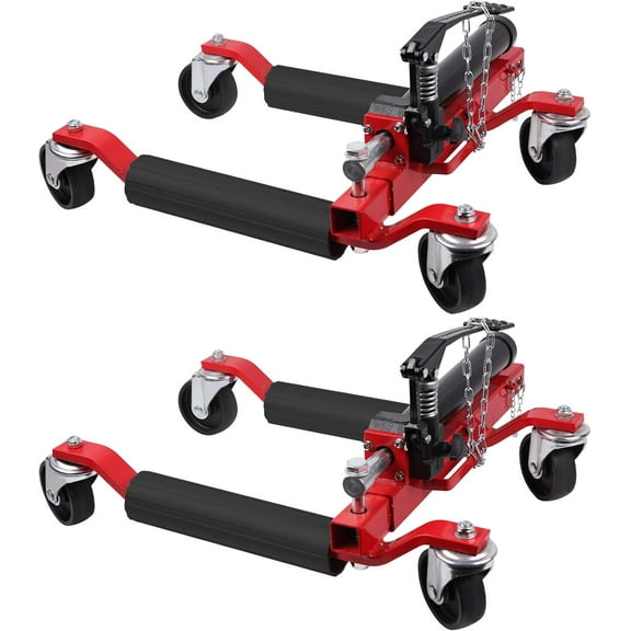 Garvee Hydraulic Car Wheel Dolly Set - 1500 LBS Capacity Red Vehicle Positioning Jack & Skates for Easy Car Movement, 2-Pack