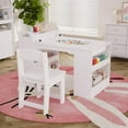 thumbnail image 1 of Garvee Kids Art Table Set,  Toddler Craft Play Wood Activity Desk with 2 Chairs, Large Storage Shelves for Writing Drawing, Nursery Home, White, 1 of 6
