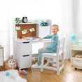 thumbnail image 1 of Garvee Kids Desk and Chair Set, Study Table with Storage Shelf, Bulletin Board, Children School Learning Desk Set, Writing Table for Boys and Girls, White, 1 of 7