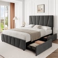 thumbnail image 1 of Garvee King Bed Frame with Adjustable Headboard and 4 Storage Drawers, Upholstered Platform Bed Frame King Size with Wooden Slats Support, No Box Spring Needed, Grey, 1 of 11