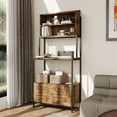 thumbnail image 1 of Garvee Kitchen Bakers Rack with Power Outlet Industrial Microwave Stand with Shelves and Cabinet Freestanding Storage Rack for Pots Pans and Spices Brown 5-Tier 63 Inch, 1 of 7