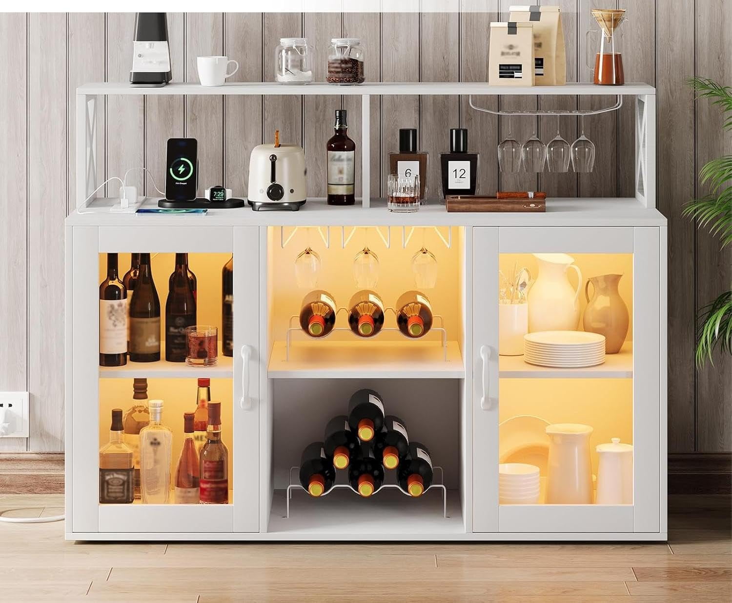 Wine Rack With LED Lights Corner Homeiju Corner Wine Rack With LED ...