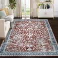 thumbnail image 1 of Garvee Large Area Rug 9' x 12' Oriental Accent Rug Vintage Floral Printed Carpet Boho Chenille Floor Cover Non-Slip Soft Foldable Thin Rug, Red, 1 of 6
