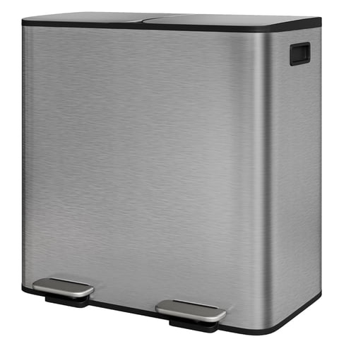 Garvee 21.13 Gallon Large Stainless Steel Double Trash Can with Lid, Step-on, Recycling Bin, Gray