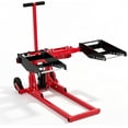 thumbnail image 1 of Garvee Lawn Mower Lift Jack 550 Lbs Capacity, Adjustable Width and Height, Zero Turn Mower Lift with 2pcs 3.3ft Straps, Safety Lock, for Tractors, ATVs, UTVs, Red, 1 of 9