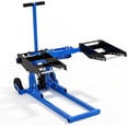 thumbnail image 1 of Garvee Lawn Mower Lift Jack 550 Lbs Capacity, Adjustable Width and Height, Zero Turn Mower Lift with 2pcs 3.3ft Straps, Safety Lock, for Tractors, ATVs, UTVs, Blue, 1 of 8