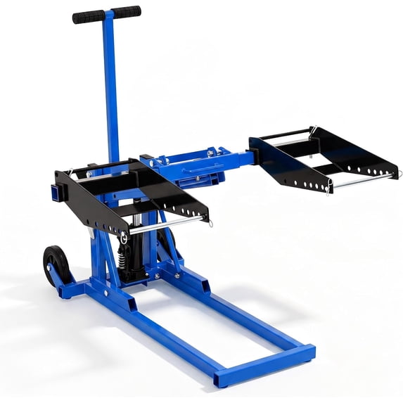 Garvee Lawn Mower Lift Jack 550 Lbs Capacity, Adjustable Width and Height, Zero Turn Mower Lift with 2pcs 3.3ft Straps, Safety Lock, for Tractors, ATVs, UTVs, Blue