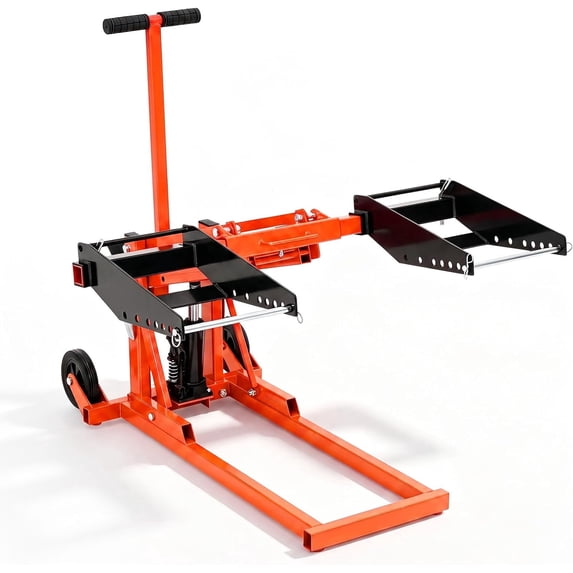 Garvee Lawn Mower Lift Jack 550 Lbs Capacity, Adjustable Width and Height, Zero Turn Mower Lift with 2pcs 3.3ft Straps, Safety Lock, for Tractors, ATVs, UTVs, Orange