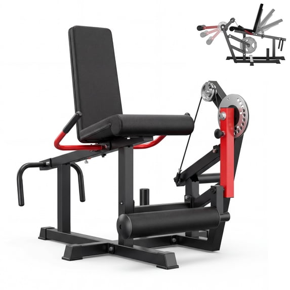 GARVEE 6 in 1 Leg Extension and Curl Machine,700LB Adjustable Leg Workout Equipment for Home Gym,Seated Leg Extension and Lying Curl Machine for Compatible with 1" and 2" Plates,Red&Black