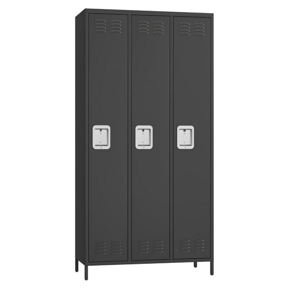 Garvee Lockers for Employees, 72" Metal Storage Cabinets with 3 Doors & 9 Hooks for Home, Office, Gym, School, Black