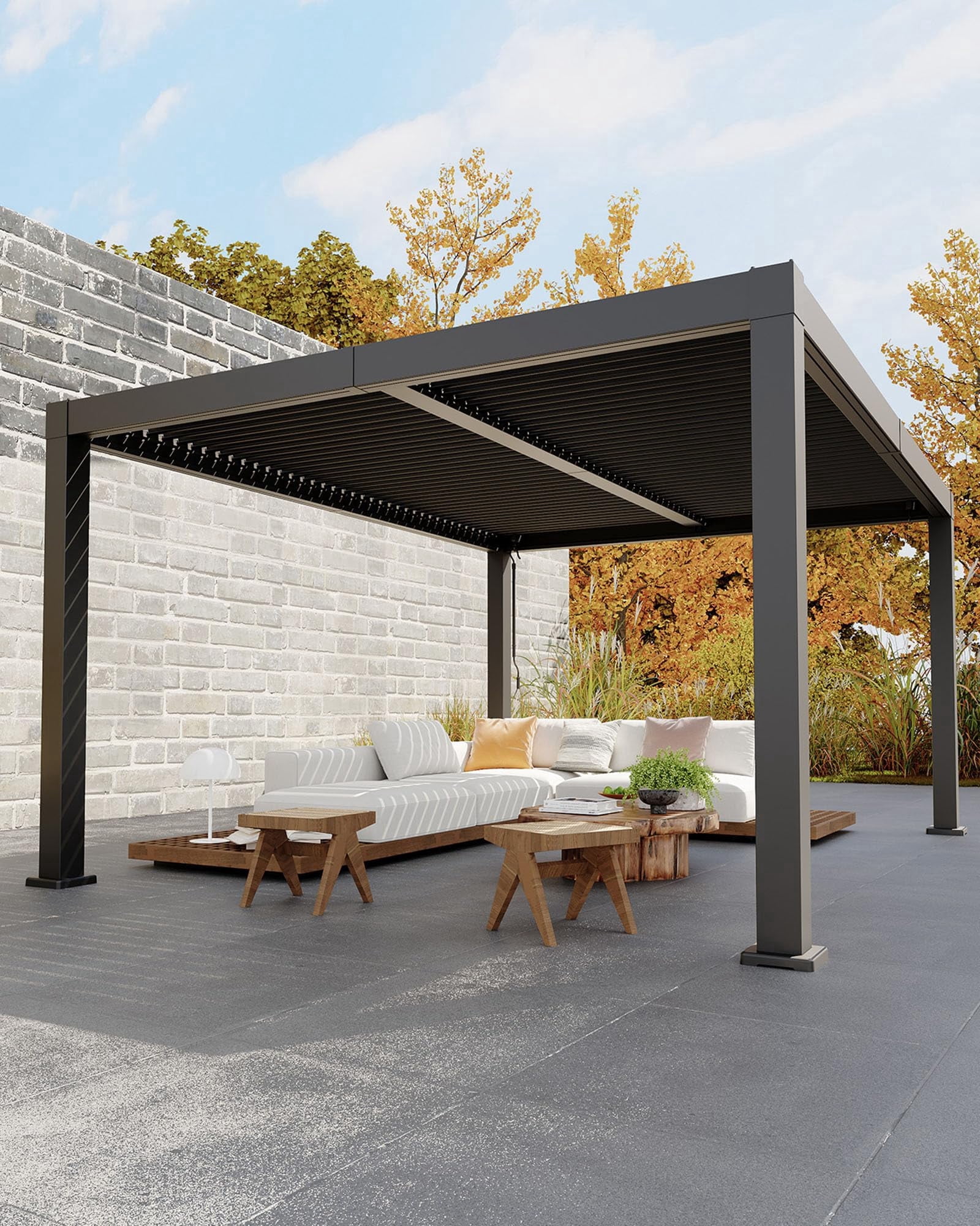 Garvee Louvered Pergola - 12x16FT All-Aluminum Outdoor Pergolas with Adjustable Louvered Roof, Integrated Drainage System, Outdoor Gazebo for Deck, Patio, Backyard and Garden, Gray