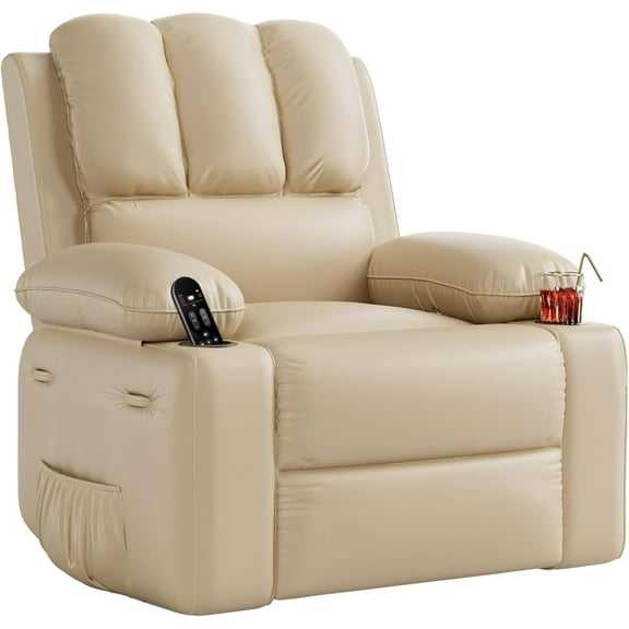 Garvee Manual Recliner Chair for Adults – PU Leather Single Sofa with Extra-Wide Seat & Ergonomic Support for Living Room, Bedroom, Nursery