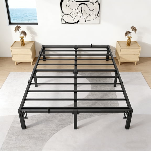 Garvee Metal Bed Frame Full Size with Storage No Box Spring Easy Assembly 14 Inch Height