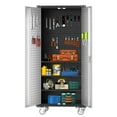 thumbnail image 1 of Garvee Metal Cabinet, 72" H Garage Storage Cabinet with Wheels & Pegboard for Home, Office, Silver Black, 1 of 8
