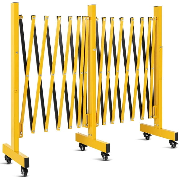 Garvee Metal Expandable Barricade Gate, 23FT Folding Security Gate, Outdoor Retractable & Mobile Fence, 360°Folding Traffic Safety Barricade