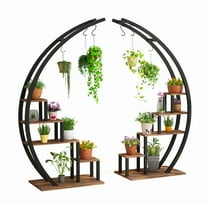Garvee 5-Tier Wood Plant Stand, 23.6" x 15.7" x 56", Brown, Semicircle, 2 Count