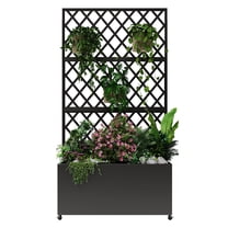 Garvee Metal Planter Boxes Set with Trellises, 71" x 35" x 16" , Black