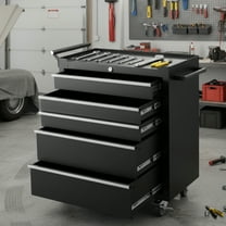 Garvee Metal Tool Box, Portable Tool Chest with Wheels and 5 Drawers for Garage, Workshop, Black