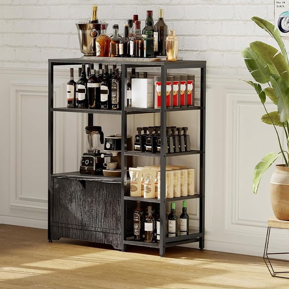 Garvee Mini Coffee Bar Cabinet with Storage, 31.6 in Small Corner Bar Stand Cabinet with Doors for Tea, Coffee Station Table, Buffet Sideboard Cabinet for Dining Room, Rustic Storage Organizer