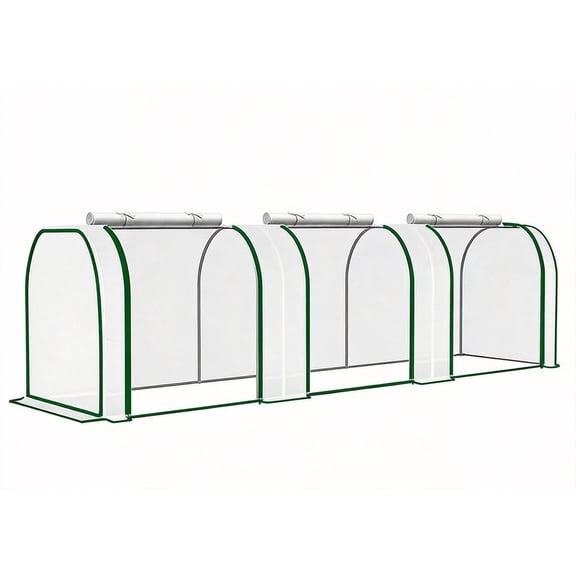 Garvee Mini Greenhouse 116.93 x 39.37 x 31.5 inch, PE Cover with Roll-up Zipper Door, White