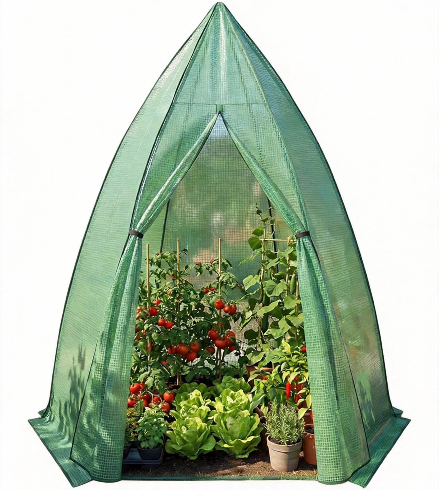 Garvee Mini Portable Greenhouse 54 x 54 x 71 inch, PE Cover with Roll-Up Zipper Door, Green