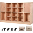 thumbnail image 1 of Garvee Mobile Storage Cabinet – 14 Cubbies, 2 Doors, Wall-Mountable, 4 Castors, 2 Anti-Tip Fittings, 2 Storage Boxes – Organizer for Home, Study Room, Daycare, Kindergarten, Office, 1 of 6