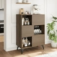 thumbnail image 1 of Garvee Modern 3-Tier Accent Cabinet with Doors, Wooden Buffet Sideboard with Metal Legs, Storage Stand for Living Room, Dining Room, or Hallway, Brown, 1 of 9