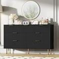 thumbnail image 1 of Garvee Modern 7-Drawer Fluted Wood Dresser, Large White Dresser with Gold Handles, Elegant Bedroom Storage Chest for Living Room, Hallway, or Entryway, Black, 1 of 7